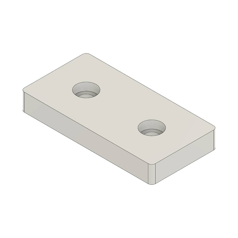 32-4590WS-1 MODULAR SOLUTIONS FOOT & CASTER CONNECTING PLATE<BR>45MM X 90MM NO HOLES, SOLID ALUMINUM W/HARDWARE